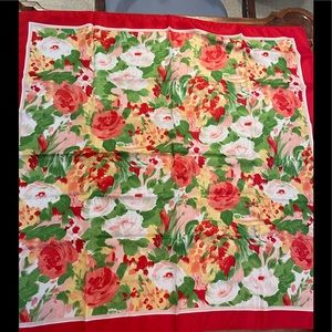 Red, pink and green flowered scarf